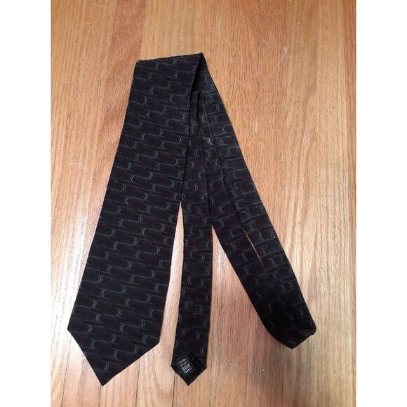 Bill Blass silk tie maroon red black geometric print office classic - Picture 1 of 3